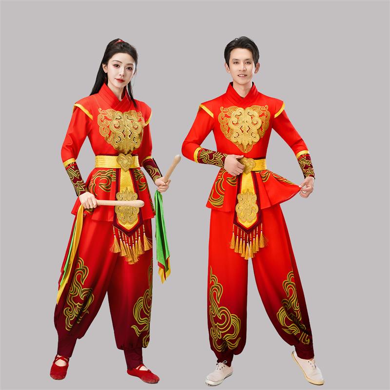 韩式新款打鼓古典舞男女大鼓演出服腰鼓喜庆服中国风舞龙舞狮表演