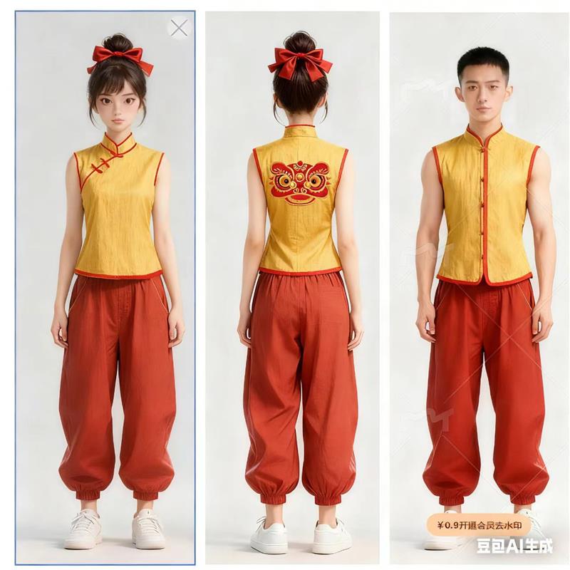 韩式喜庆演出服装男款陕北服民族舞蹈服赛龙舟秧歌腰鼓打鼓服舞龙