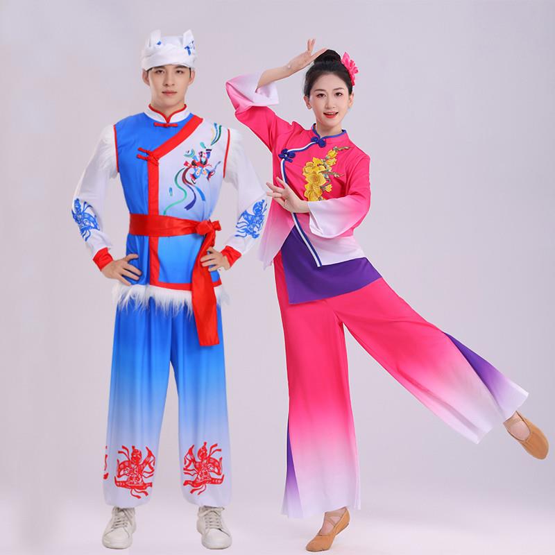 韩式陕北广场锣鼓队赛龙舟中国鼓演出服安塞舞大秧歌表演服民间舞