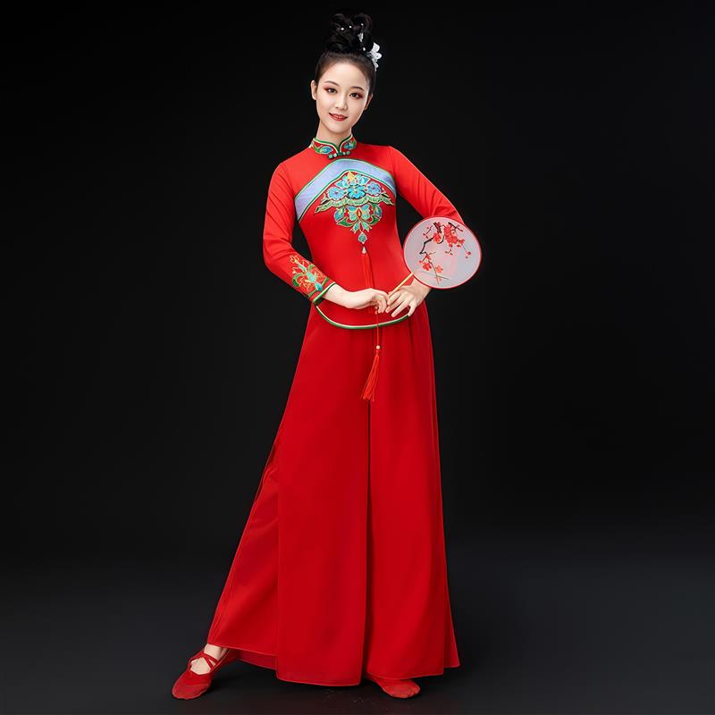 韩式胶州新歌演出舞2026秧款扇子服腰鼓表演服中国舞喜庆广场风套