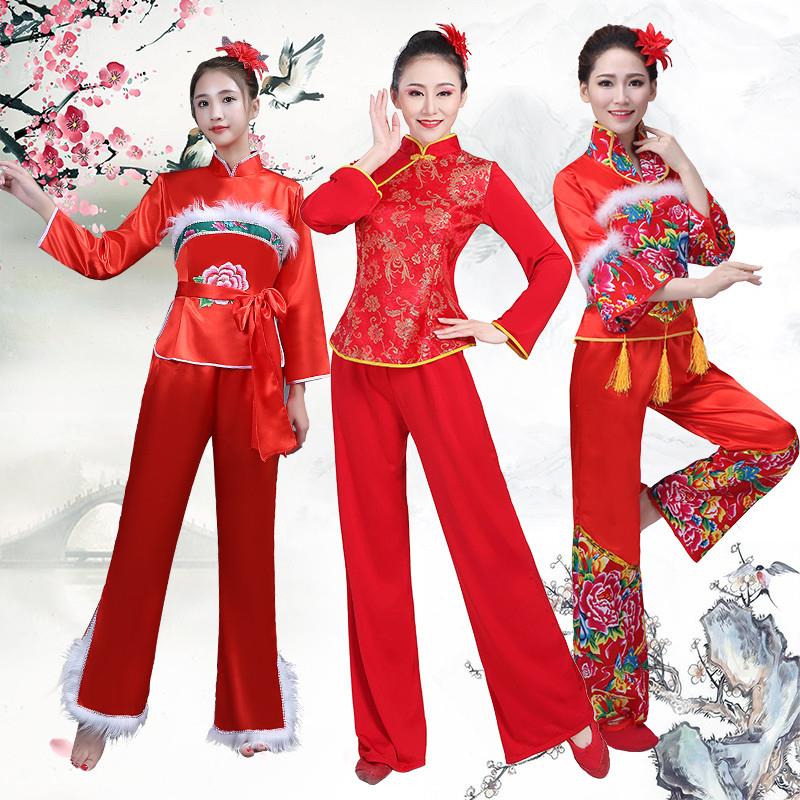 韩式东北手绢秧歌花布民族腰鼓扇子舞服装喜庆舞表演服广场舞蹈演