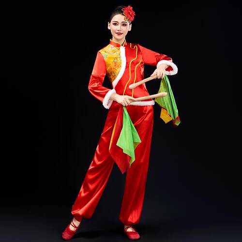 韩式服演出服锣鼓队喜庆民族腰鼓秧歌舞蹈服中国风广场舞水鼓表演