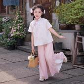 日常可穿唐装 新中式 夏儿童新国风古风套装 汉服女童2025新款