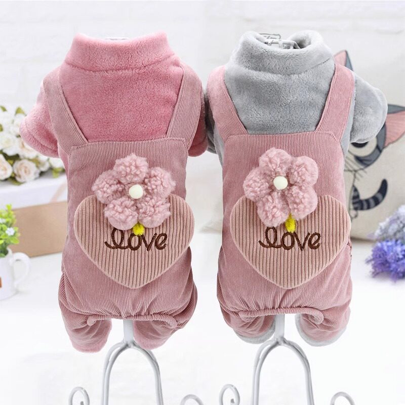 小狗狗衣服秋冬季宠物小型犬泰迪比熊博美吉娃娃幼猫加厚四脚棉衣