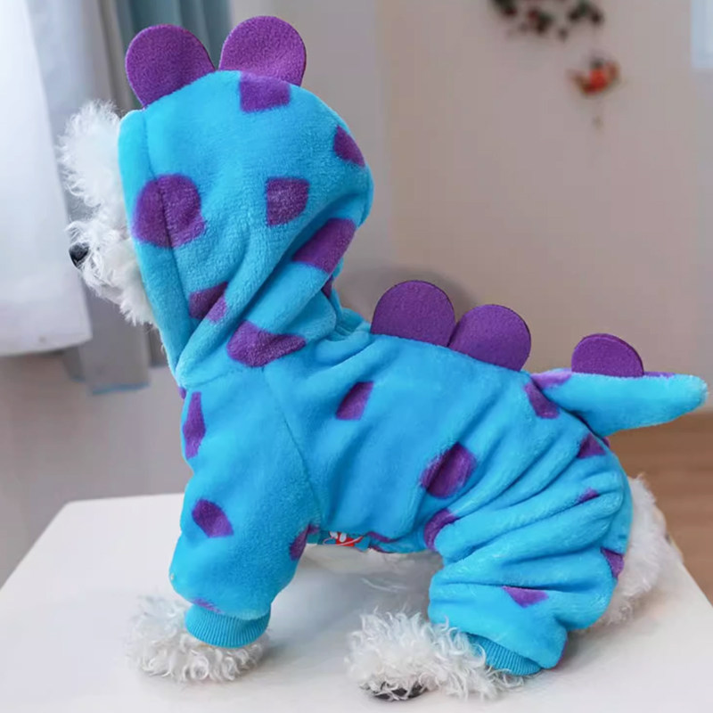 狗狗衣服恐龙变身装秋冬泰迪比熊雪纳瑞小型犬猫咪加厚保暖四脚衣