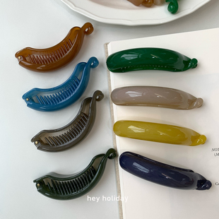 韩国简约气质高马尾扣夹复古扭扭发夹纯色2024新款高级感盘扣夹子