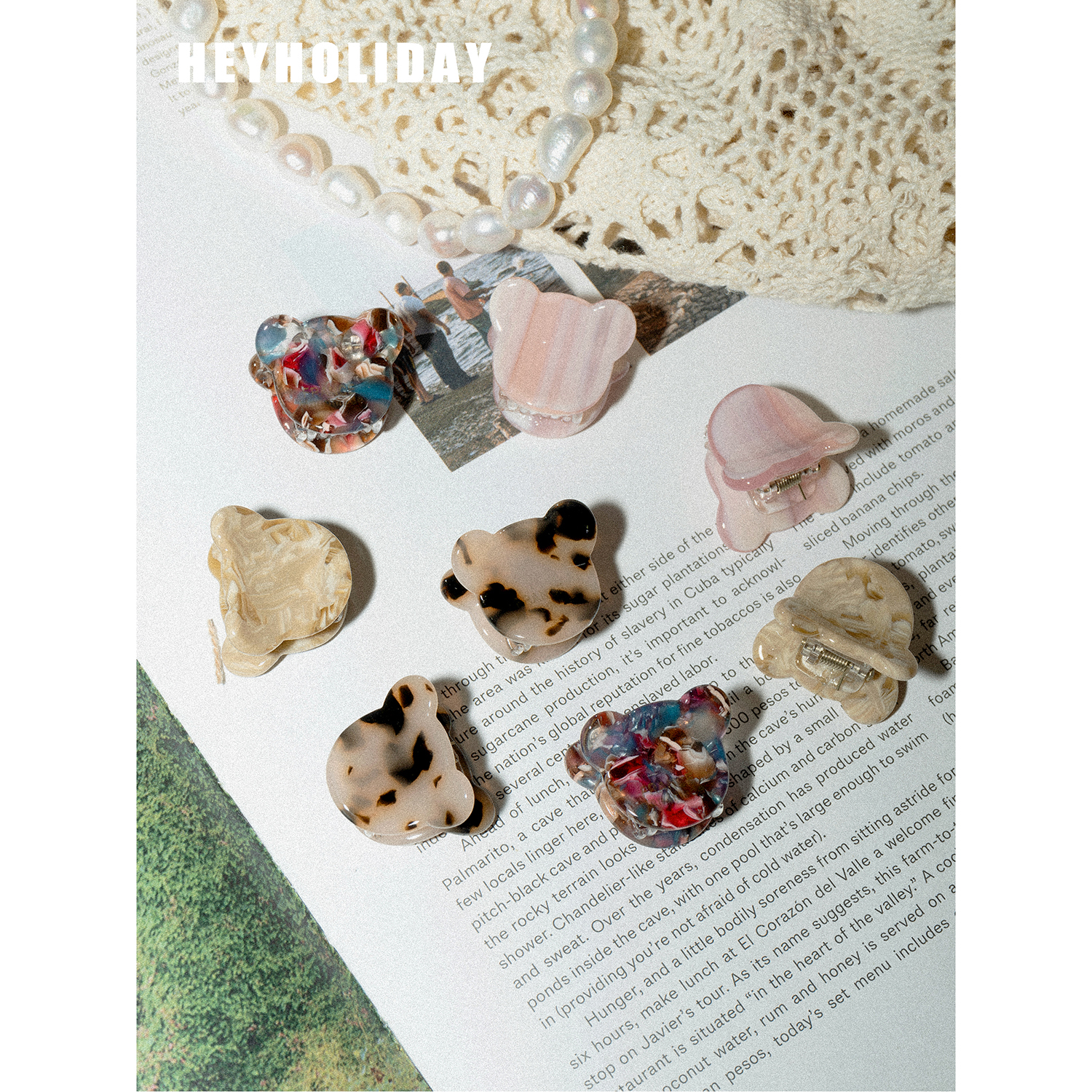 醋酸小熊抓夹碎发可爱发夹少女心小号抓刘海高颅顶发卡边夹发饰