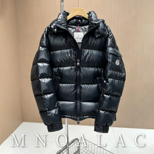 蒙口猫羽绒服男冬季新款连帽加厚情侣黑色面包防寒亮面外套女大码