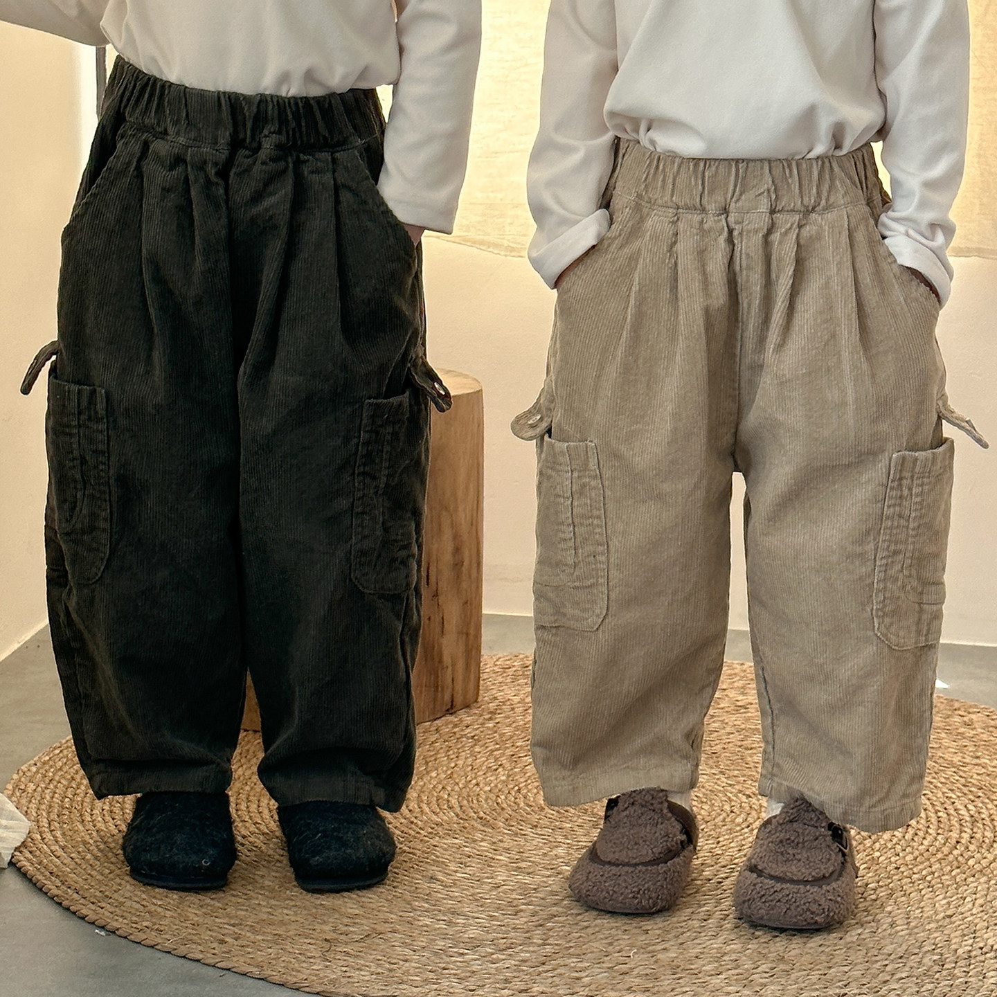 男女童宽松休闲灯芯绒弯刀长裤