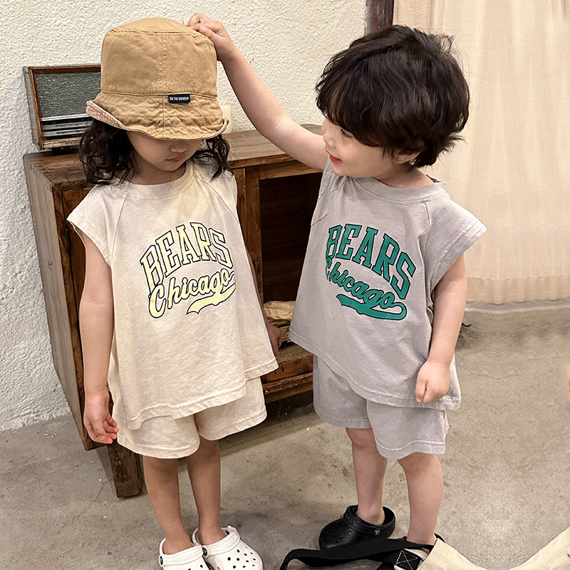 儿童夏季套装运动男童纯棉2025新款夏装宝宝衣服休闲女童背心短裤
