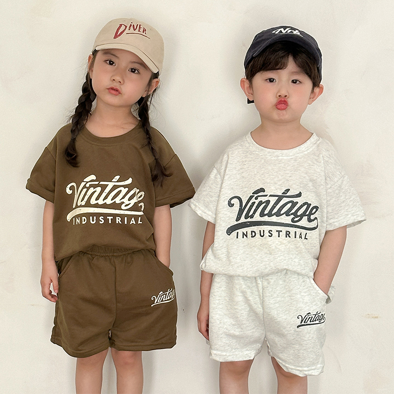 儿童夏季套装运动女童宽松宝宝衣服2025新款男童休闲短袖短裤夏装