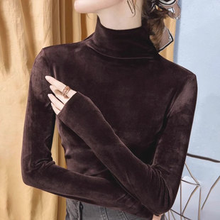 秋冬女打底衫 高端1221k1 咖色半高领内搭高贵洋气新款