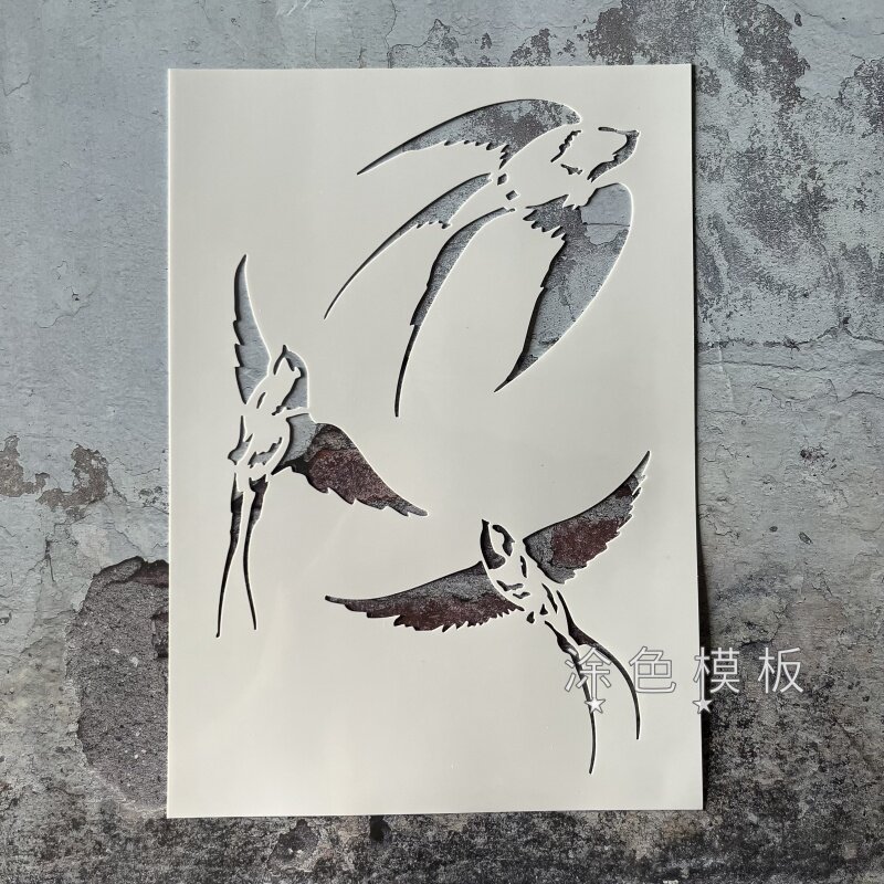 三只小燕子 动物镂印小清新镂空模板涂鸦绘画DIY街头喷漆拓印墙绘