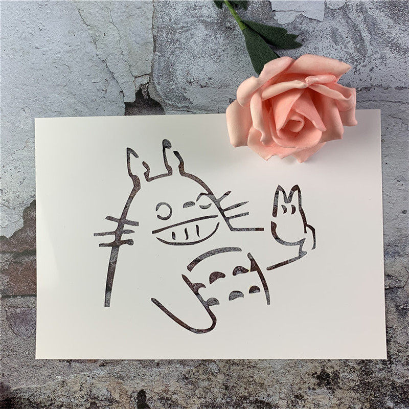 大龙猫和小龙猫 黑板漆手绘DIY镂空模板街头喷漆卡通喷绘图案遮蔽