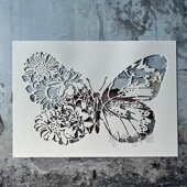 花朵蝴蝶 精美动物创意塑料画板镂空模板DIY涂鸦儿童活动墙绘拓印