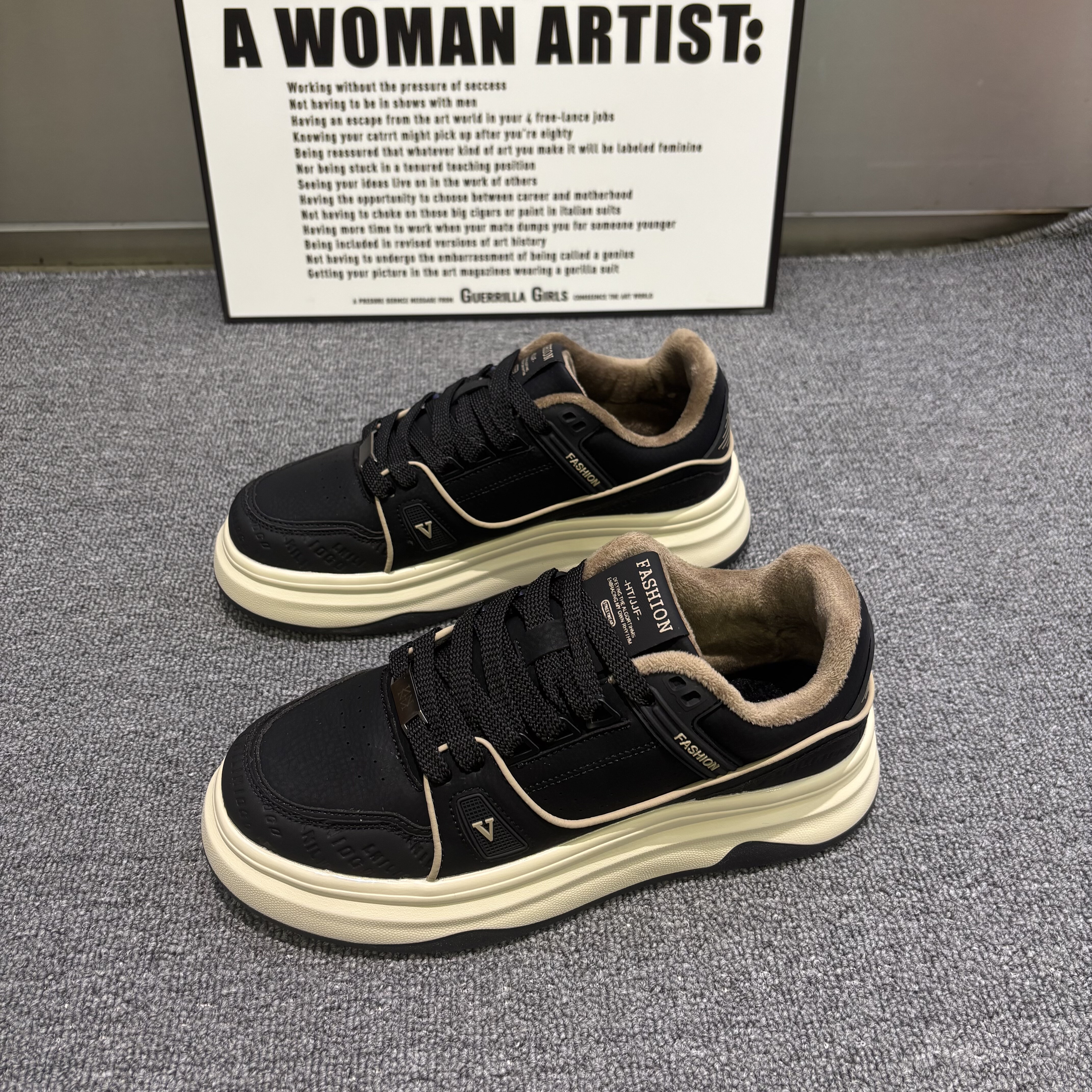 美式低帮厚底增高运动板鞋2025冬新款加绒保暖潮流减震百搭男鞋