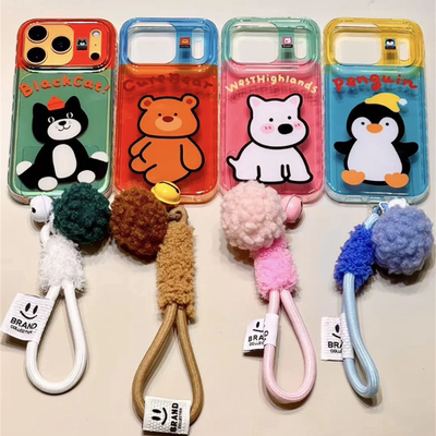 宏界 创意撞色拼接可爱西高地动物铃铛手绳适用苹果17ProMax手机壳iphone15新款16pro硅胶14pro防摔13保护套