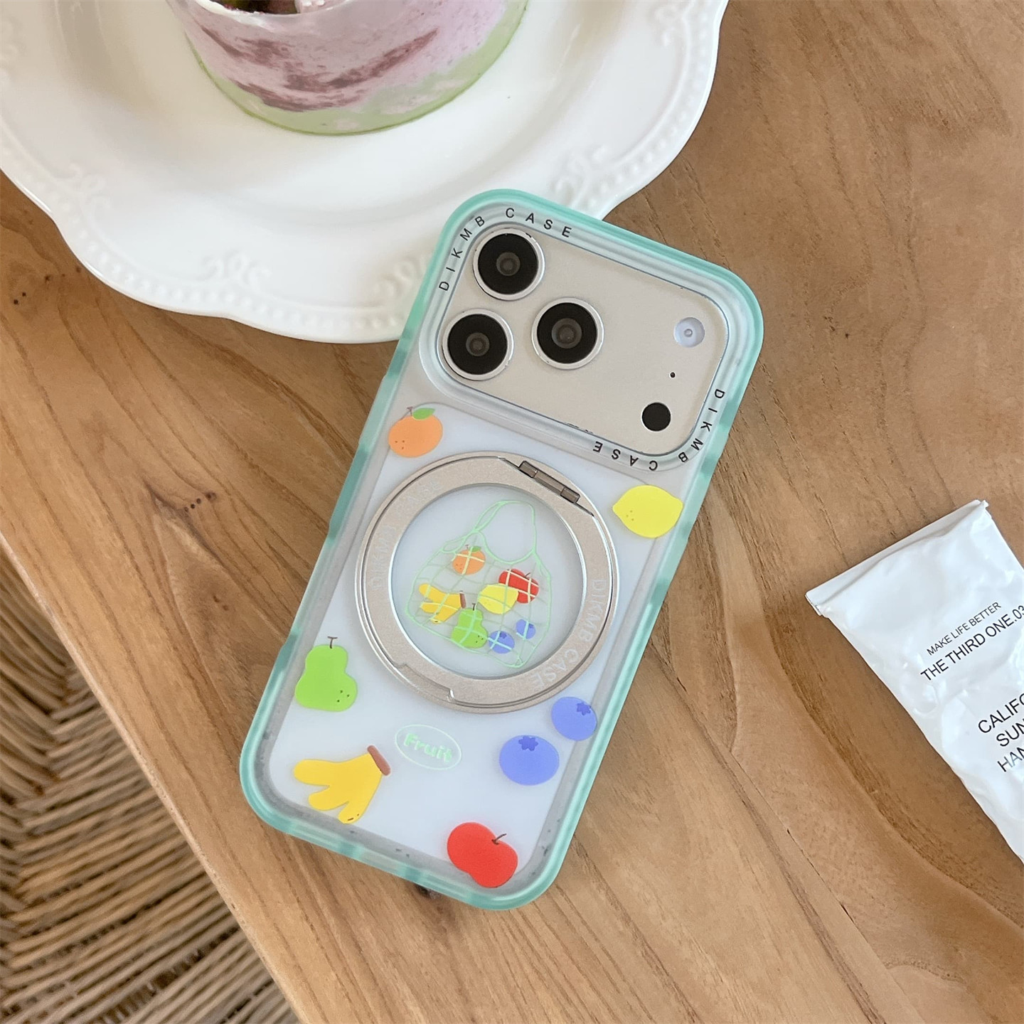 宏界 夏日小清新水果网格手提袋适用苹果17ProMax手机壳iphone15新款16pro亚克力17pro女款15pro防摔保护套