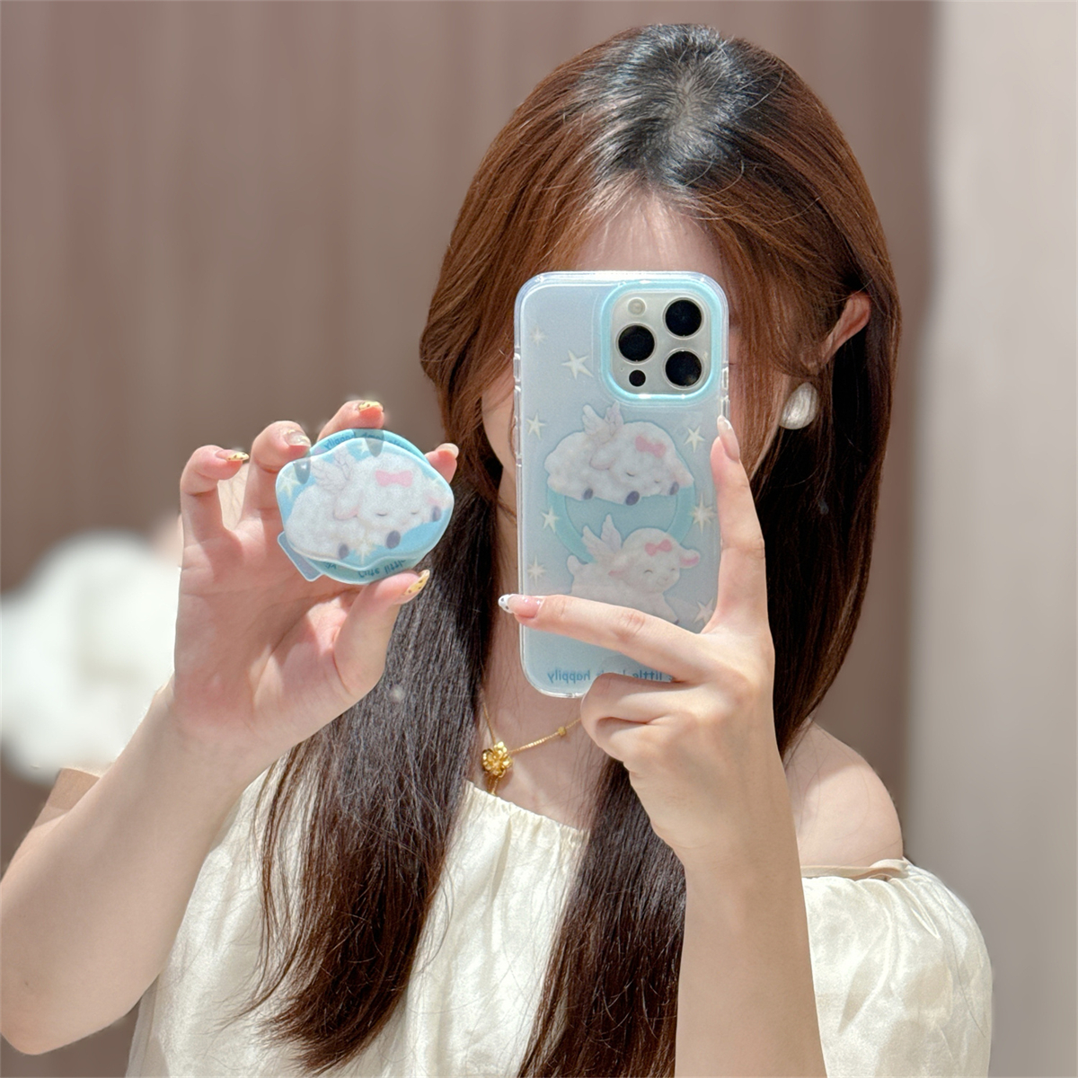 宏界 奶萌可爱翅膀小白羊磁吸支架适用苹果16promax手机壳iphone15pro新款13硅胶16pro女款14pro防摔保护套