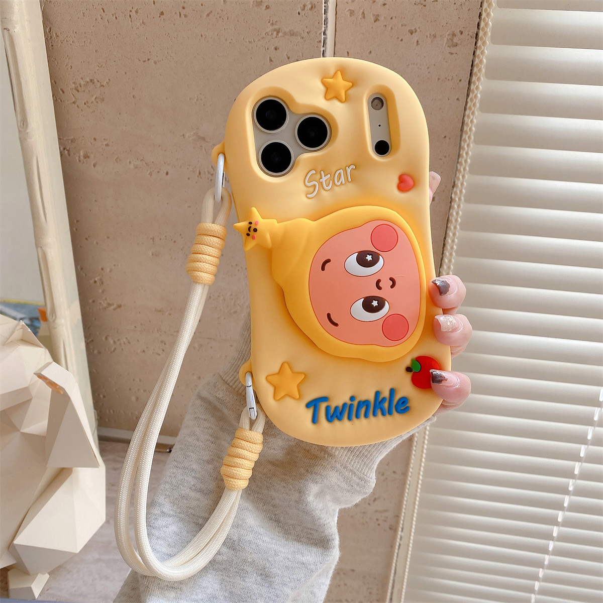 宏界 奶萌可爱立体星星人伸缩支架手提绳适用苹果17ProMax手机壳iphone15新款16pro硅胶14pro防摔13Pro保护套,3C数码配件,手机保护套/壳,淘宝优惠券,粉丝福利购,淘宝优惠卷