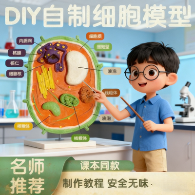 自制细胞模型材料套装七年级学生初高中生物细胞模型成品植物真核细胞2025新款仿真3d打印三地细胞壁实验标本