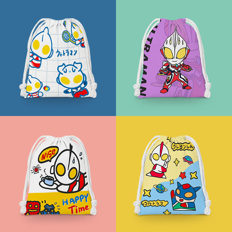 q版奥特曼收纳袋束口袋抽绳卡通小布袋学生化妆包杂物便携洗漱包