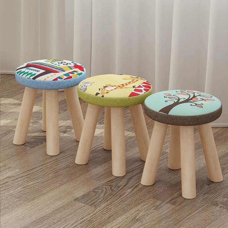 小凳子实木家用圆形矮凳时尚卡通小板凳换鞋脚凳客厅可爱沙发凳子