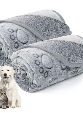 Washable Pet Sleep Mat Flannel Dog Blanket Paw Print for Dog