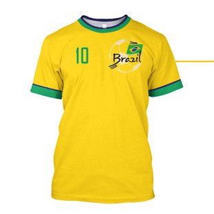 Brazil Jersey Men's T-shirt Brazilian Flag Selection Footbal