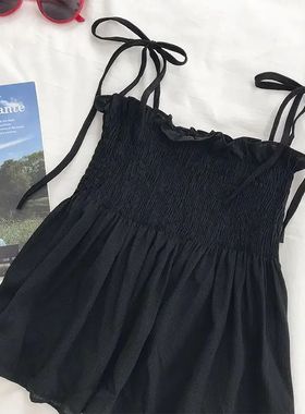 Sexy Tank Top Bow Halter Crop ops Women Summer Folds Camis B