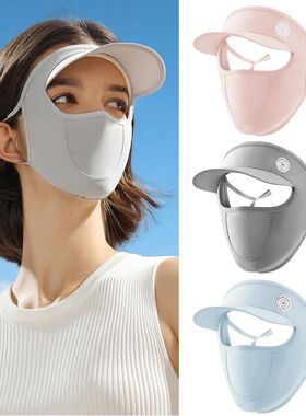 Summer Full Face Mask with Brim Sun Protection Breathable Wo