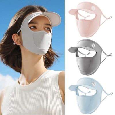 Summer Full Face Mask with Brim Sun Protection Breathable Wo