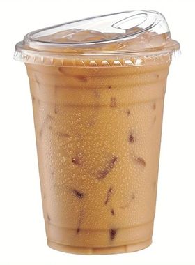 16oz -50 Sets of Transparent Plastic Cups, with Lids for Dir