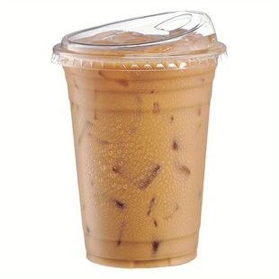 16oz -50 Sets of Transparent Plastic Cups, with Lids for Dir