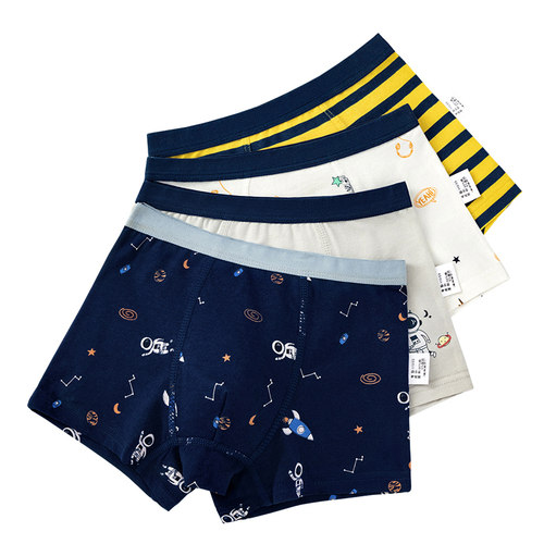 Boys Boxer Underwear for Kids Striped Navy Blue Cotton Under