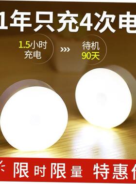 PIR Motion Sensor LED Night Light USB Rechargeable Lamp