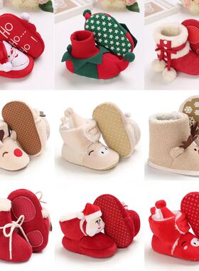Christmas Warm Soft Shoes Baby Toddler First Walkers Winter