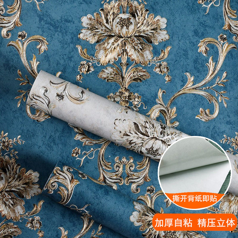 自粘3d无纺布精压壁纸卧室床头背景墙客厅欧式翻新墙贴纸家用3D