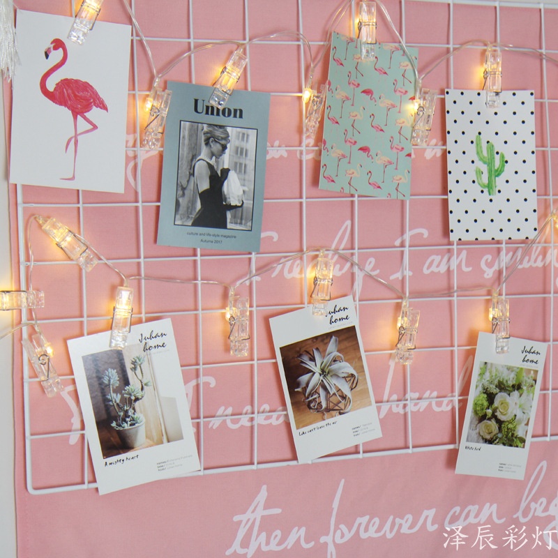 全网热销led夹子灯电池盒usb灯串心房间照片墙装饰户外防水灯