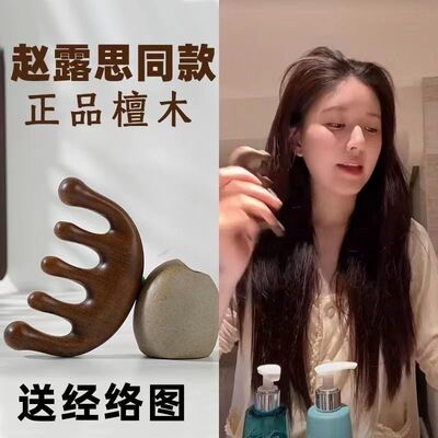 赵露思同款圆头梳子头部经络梳头疗疏通防脱发圆木梳按摩梳新款