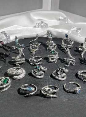 欧美朋克潮酷蛇形开口戒指中性嘻哈时尚个性食指戒冷淡风气质指