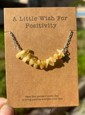 许愿卡片项链天然石六角笔吊坠