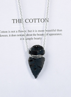 大量现货天然黑曜石箭头原石手工diy吊坠项链材料饰品配件