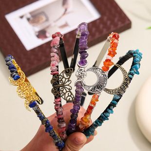 跨境热销饰品新品 新款 天然水晶碎石月亮发箍原创DIY发饰欧美个性