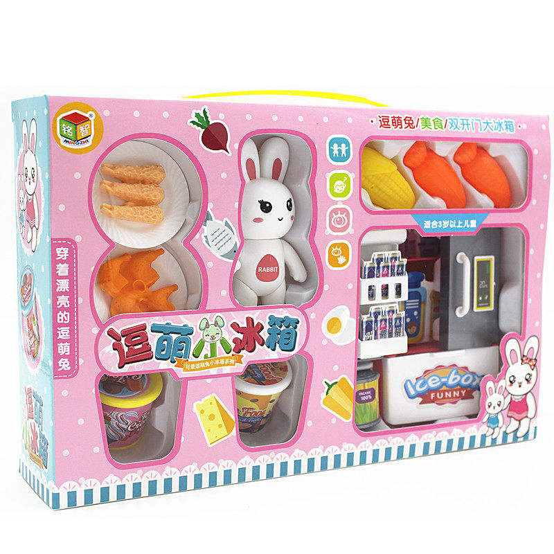 逗萌小冰箱美食玩具家电儿童过家家卡通动漫玩具小厨房宝宝做饭女