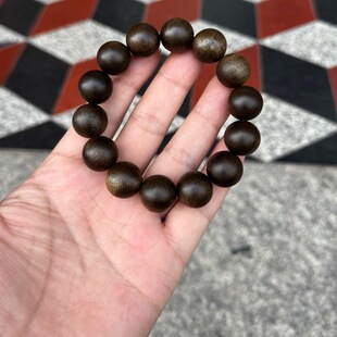 天然沉香手串芽庄白棋佛珠木质老料保真高油高香佛珠文玩男女士款