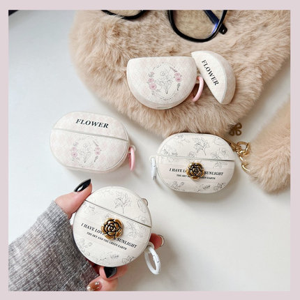 立体山茶花Freebudspro保护套适用华为耳机保护壳三代素雅米色freebuds4e皮质pro3软壳小众airpodspro2保护壳