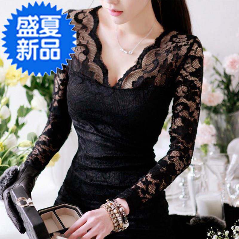 夏季2018新款女装韩版连衣裙大码中长短袖7蕾丝上衣修身百搭打底|ruв категории Женская одежда, кружева свитер/шифон рубашка - от Buy2taobao.com для оказания профессиональной услуги покупки агента Taobao