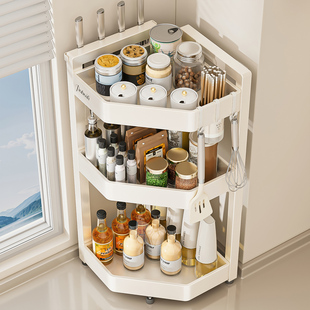 2026新款厨房置物架调料架台面放调味瓶品三角转角多功能收纳架子