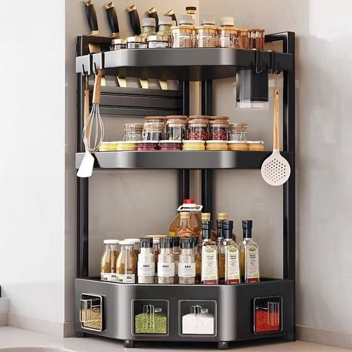 厨房置物架台面转角落调料多功能架墙三角调料味品油盐酱醋收纳架